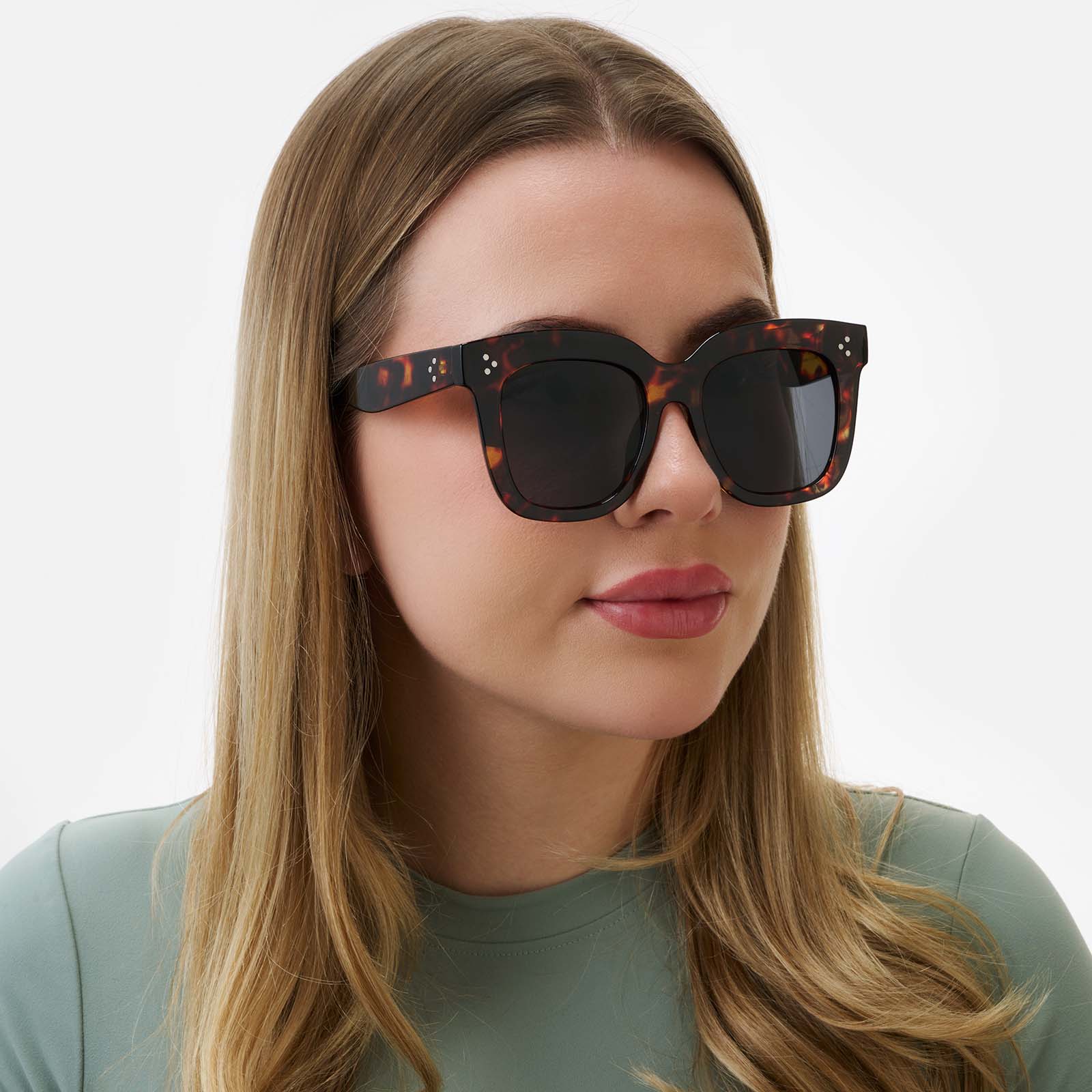 Solglasögon dam Big, svart glas & melerade bågar