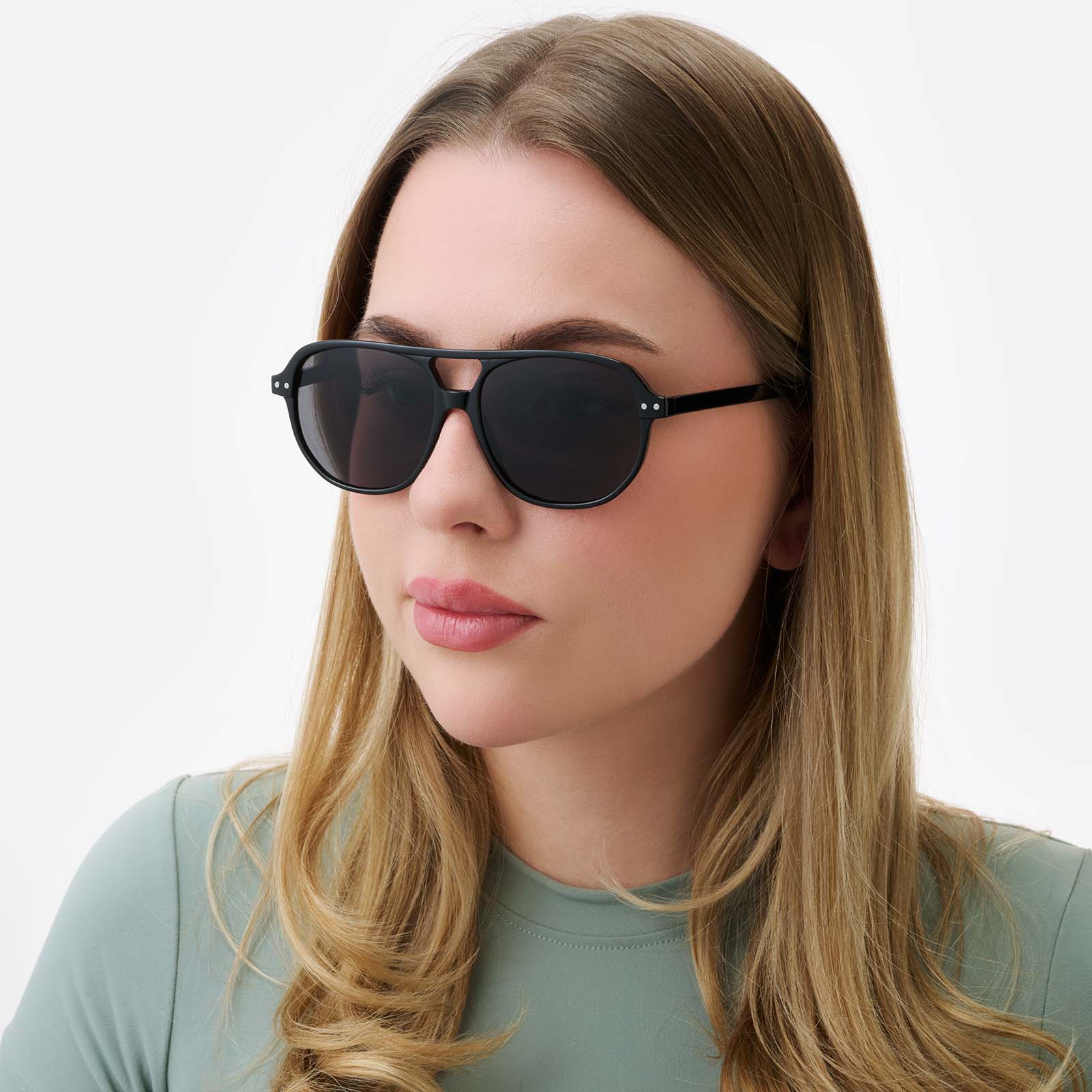 Solglasögon unisex Pilot, svarta bågar