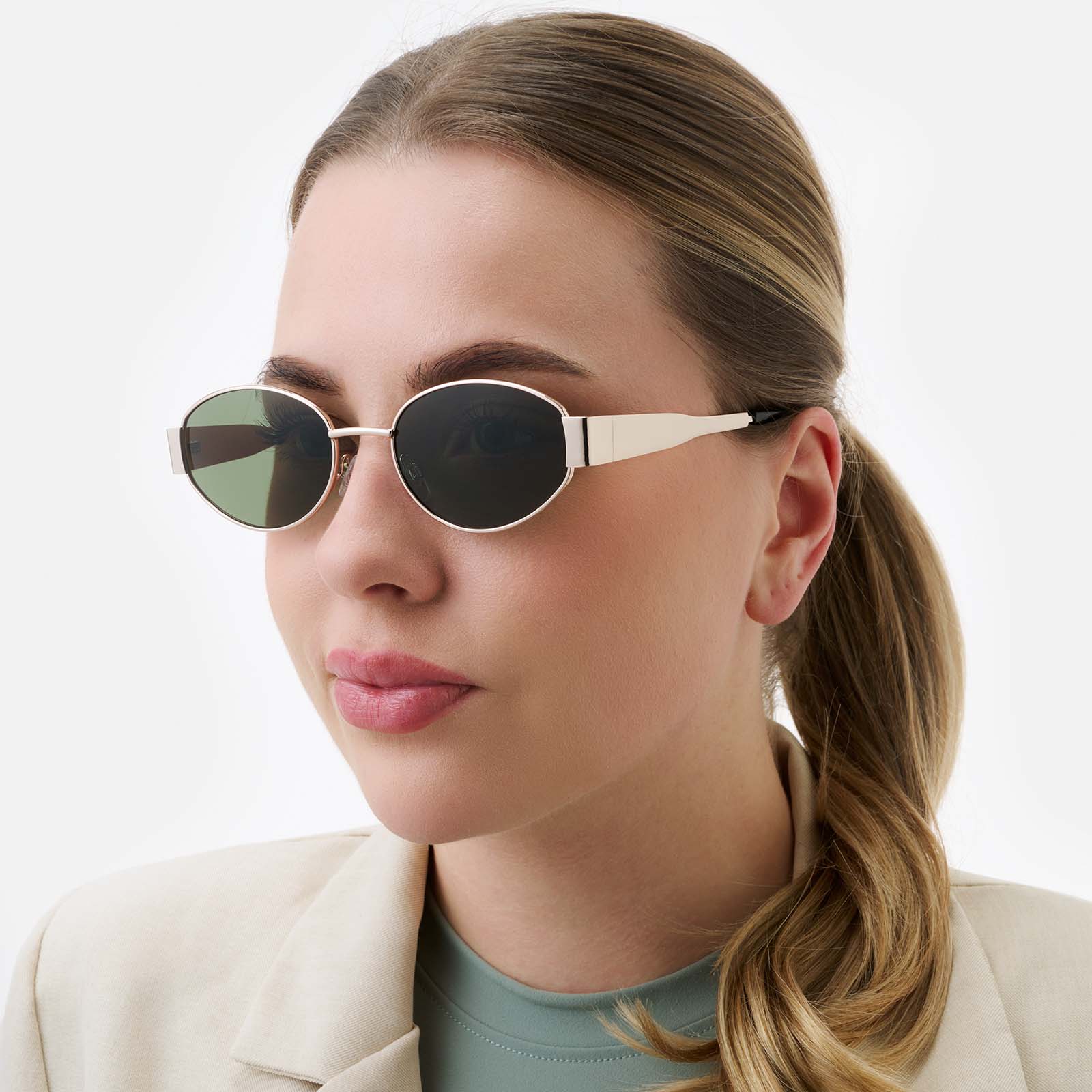 Solglasögon unisex Oval, grönt glas