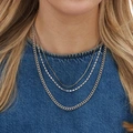 3-radigt silverfärgat halsband, olika kedjor - 33-55 cm