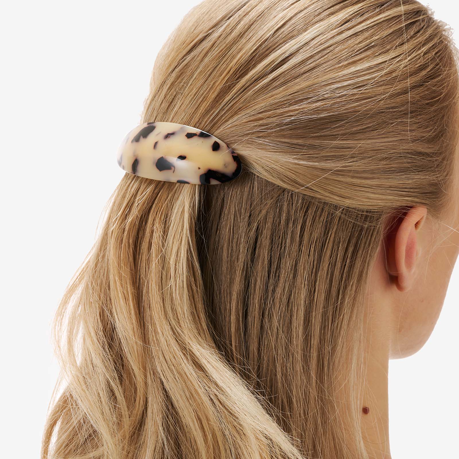 Brunmelerat hårspänne, barette - 8,5cm