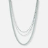 3-radigt silverfärgat halsband, olika kedjor - 33-55 cm