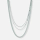 3-radigt silverfärgat halsband, olika kedjor - 33-55 cm