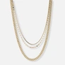 3-radigt guldfärgat halsband, olika kedjor - 33-55 cm