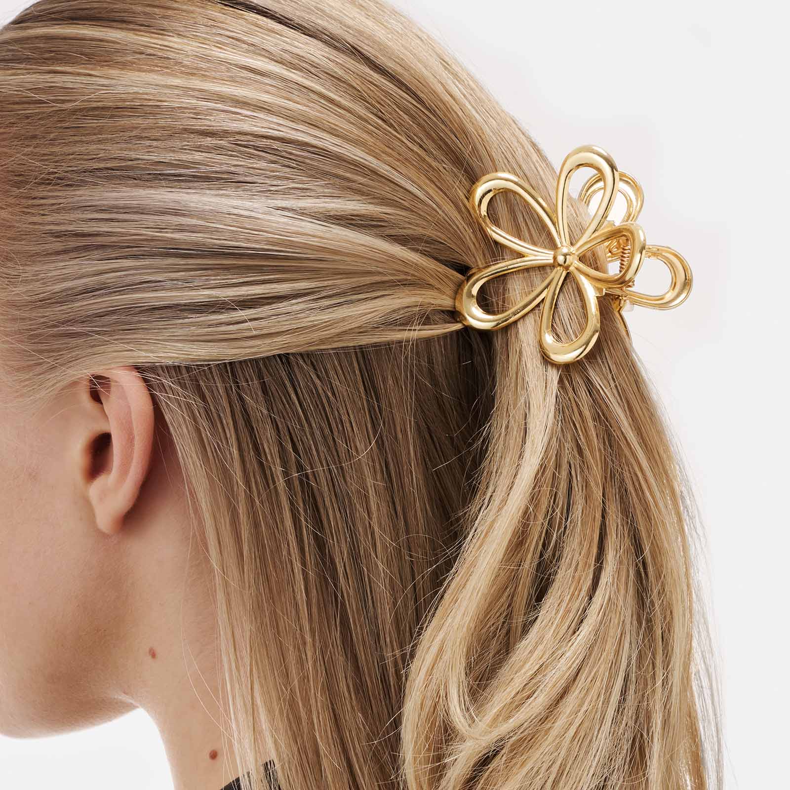 Guldfärgad hårklämma - blomma, 7cm