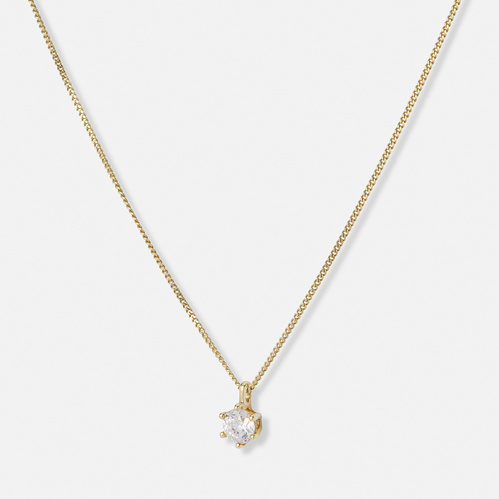 Halsband 18k guld med 0,3 ct labbodlad diamant - 42+3cm