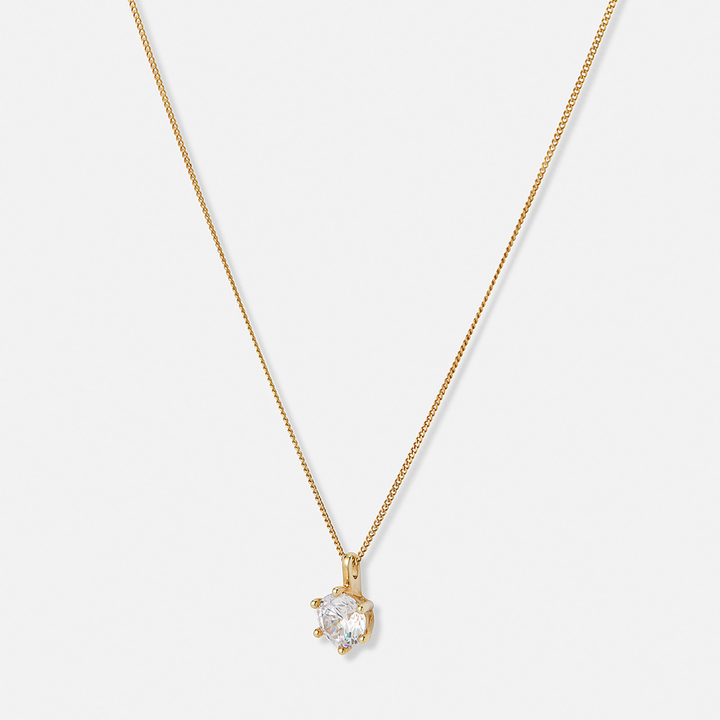 Halsband 18k guld med 1,0 ct labbodlad diamant - 42+3cm