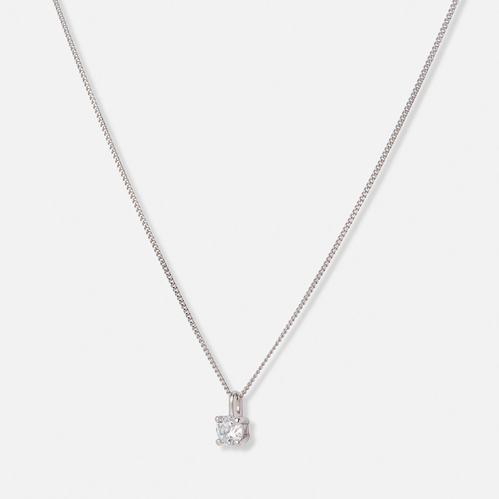 Halsband 18k vitguld med 0,3 ct labbodlad diamant - 42+3cm