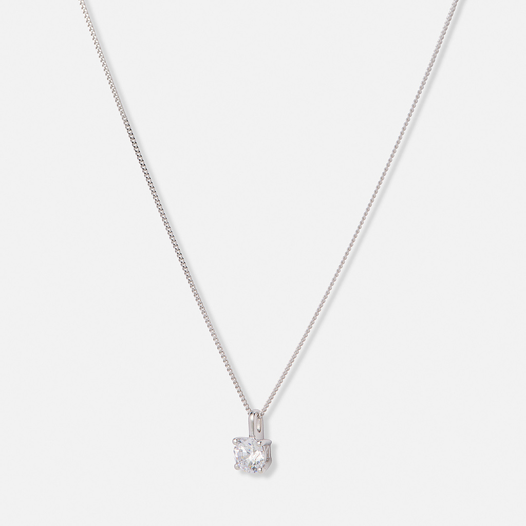 Halsband 18k vitguld med 0,5 ct labbodlad diamant - 42+3cm