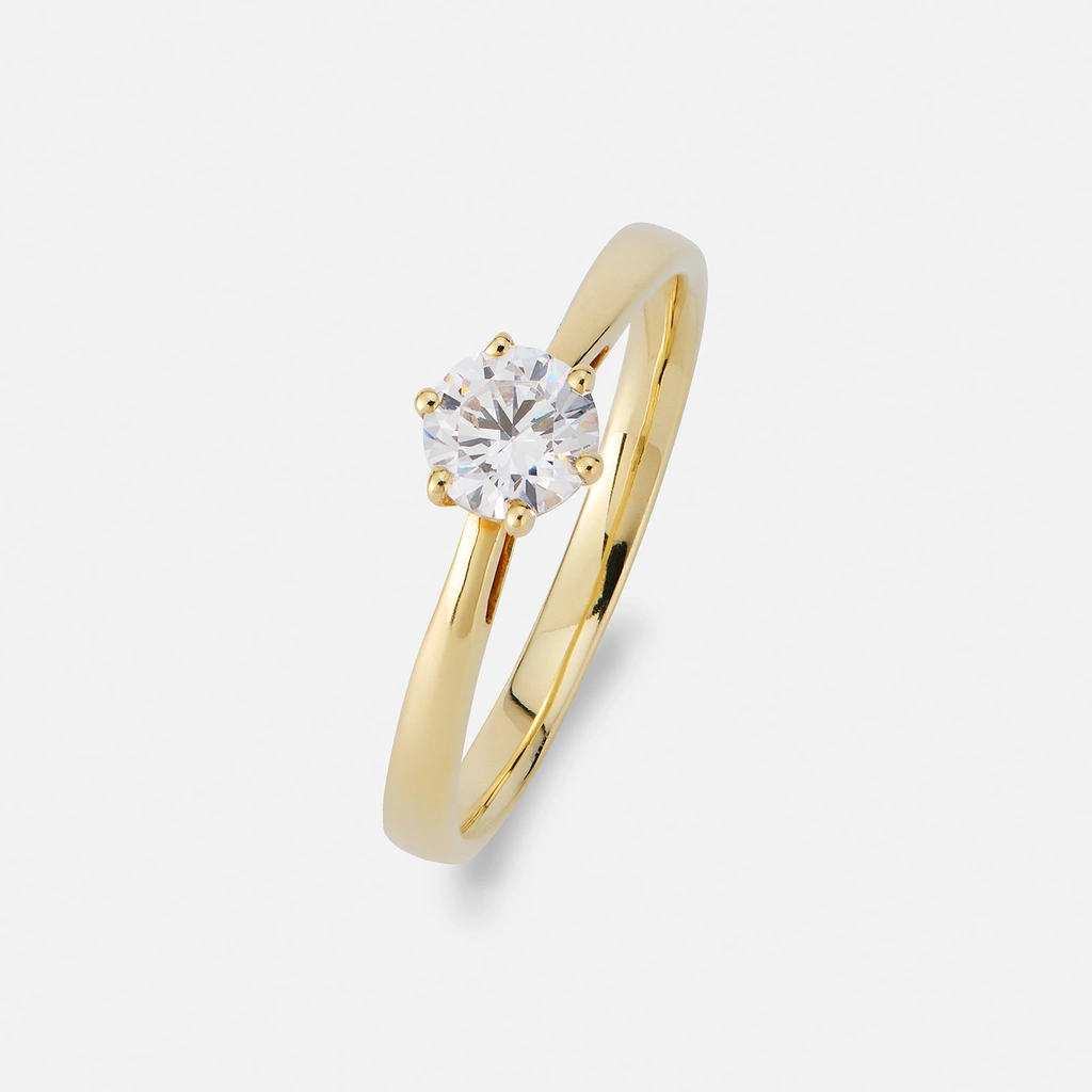 Solitärring 18k guld med 0,5 ct labbodlad diamant - 15,5