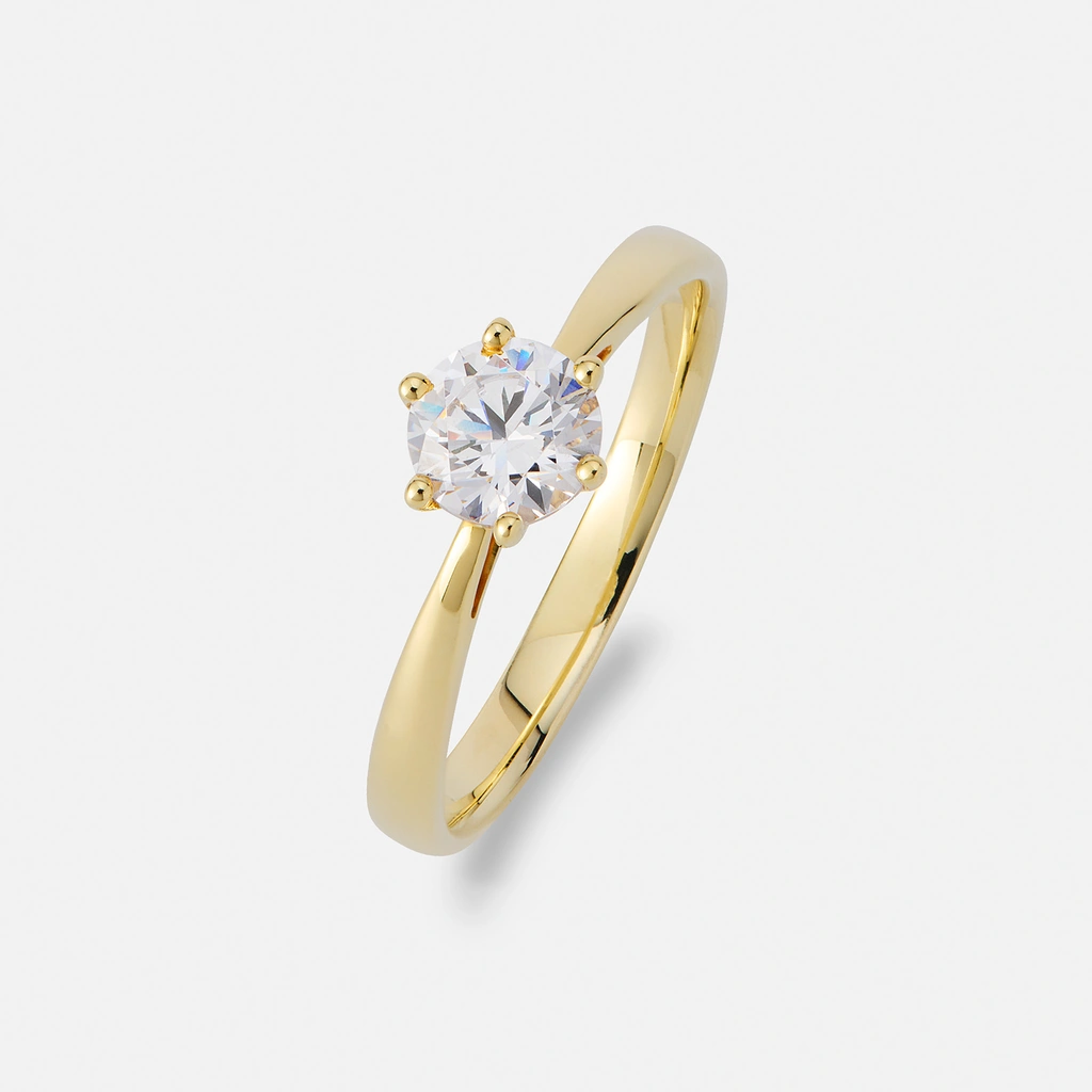 Solitärring 18k guld med 0,7 ct labbodlad diamant - 18,5
