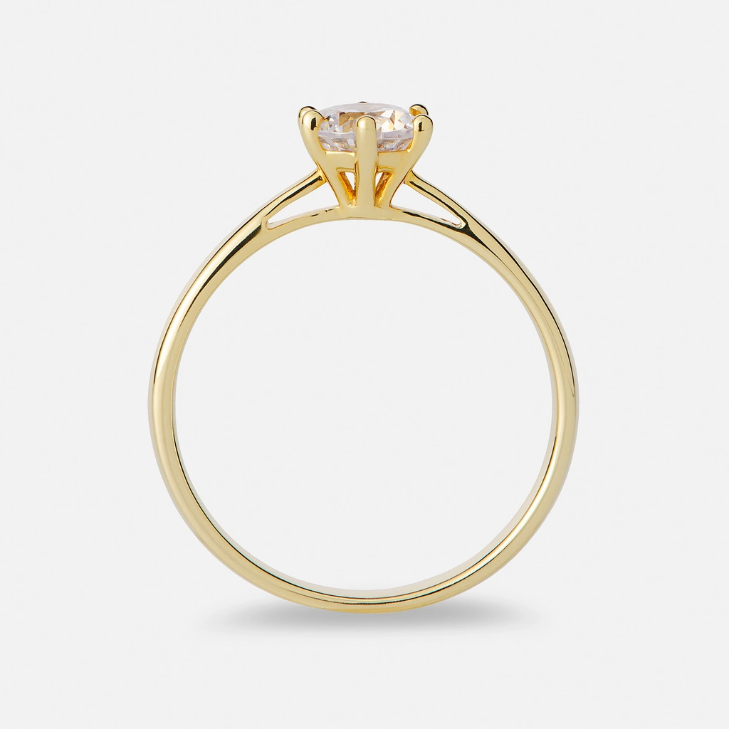 Solitärring 18k guld med 0,7 ct labbodlad diamant - 18,5