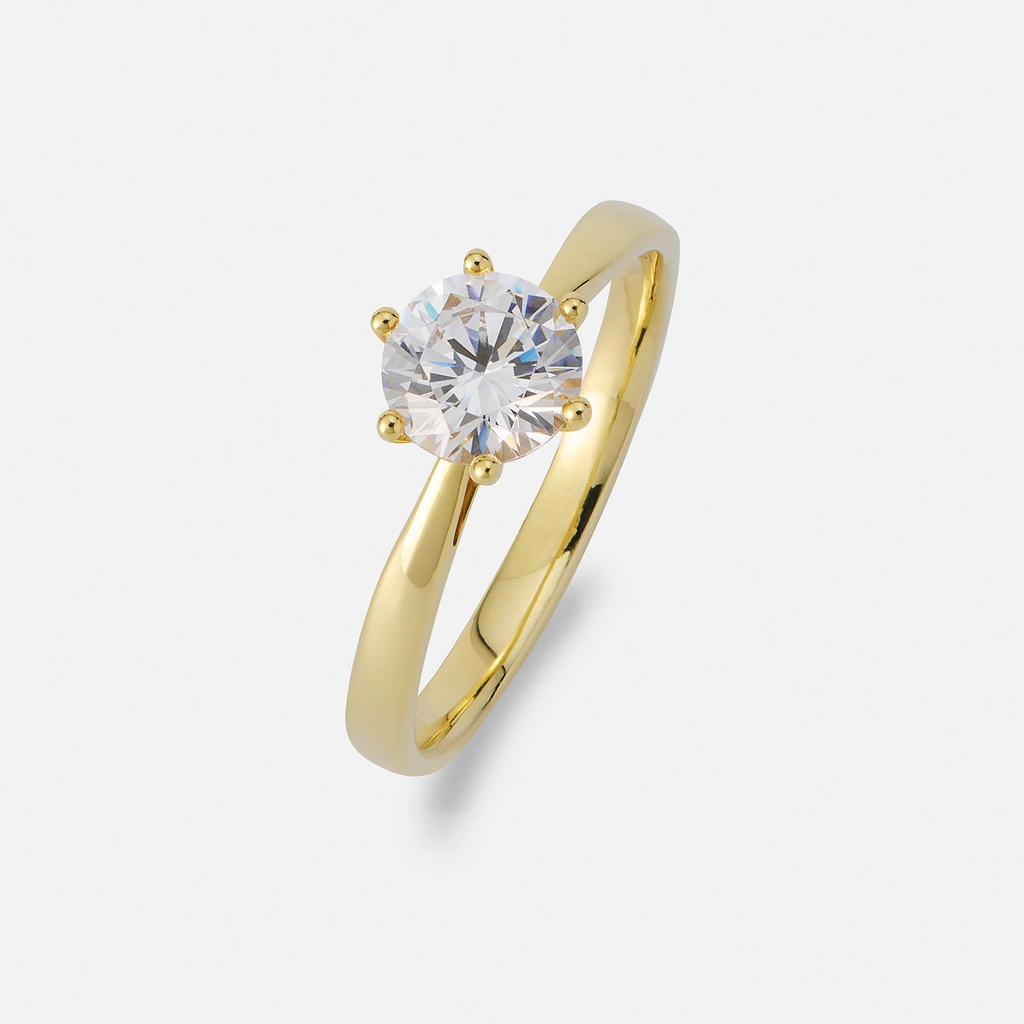 Solitärring 18k guld med 1,0 ct labbodlad diamant - 15,5