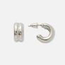Silverfärgade örhängen, tvåradiga hoops- 14 mm