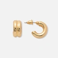Guldfärgade örhängen, tvåradiga hoops- 14 mm