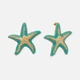 Guldfärgade örhängen, turkosa sjöstjärnor - 50 mm