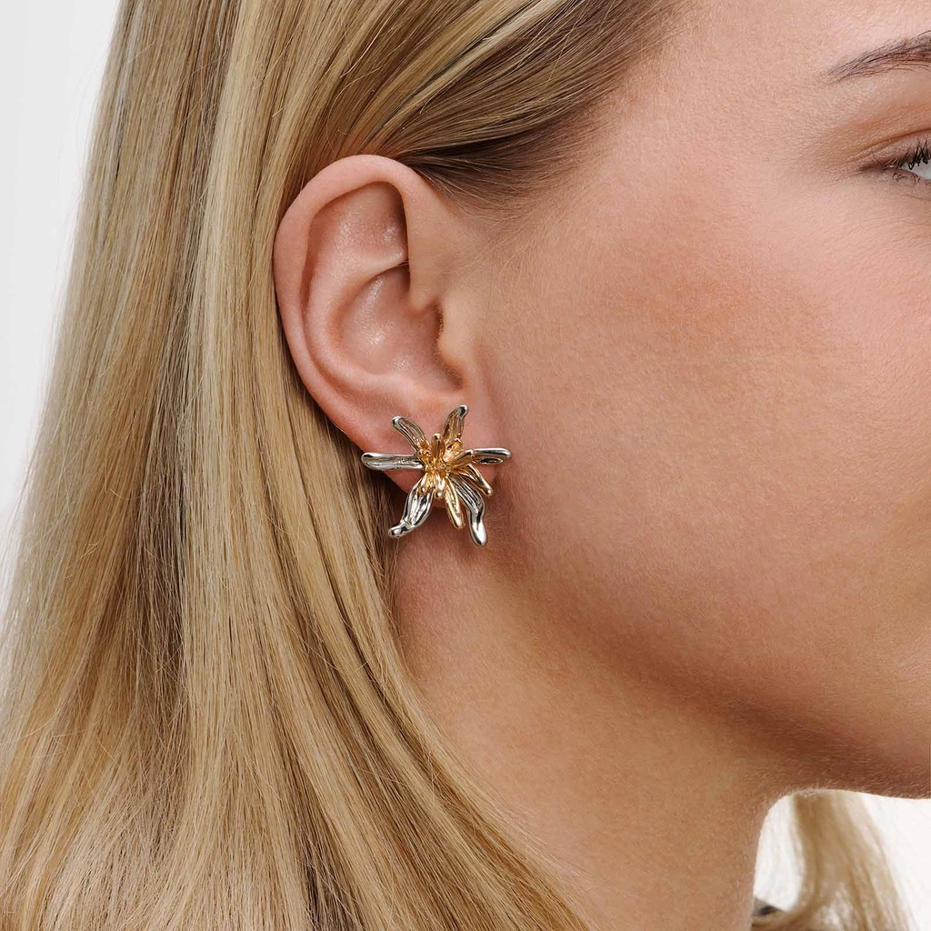 Bicolorfärgade örhängen, sirliga blommor - 30 mm