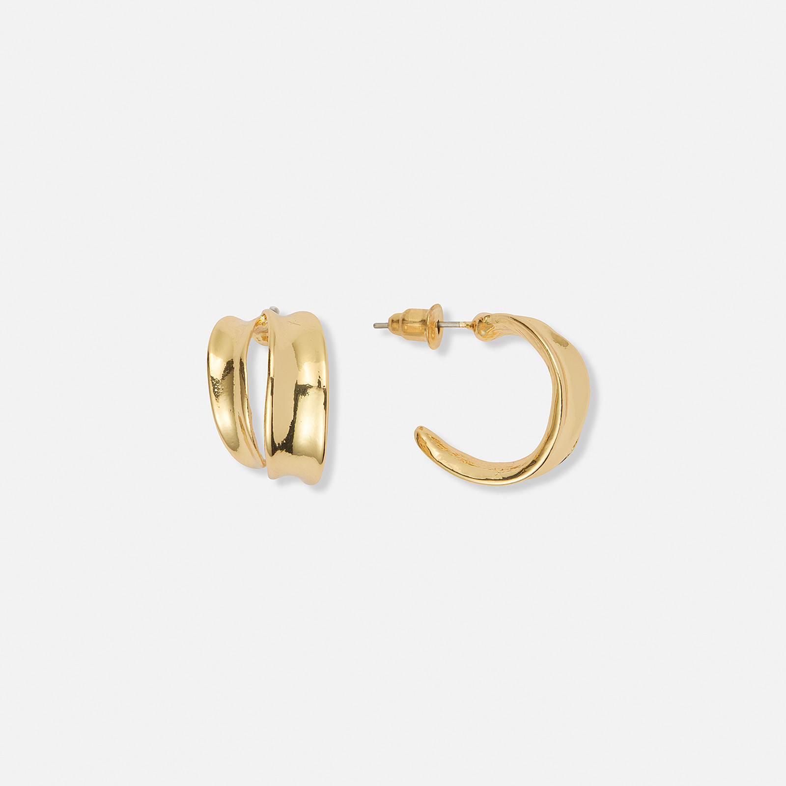 Guldfärgade örhängen, dubbla rader - 18 mm