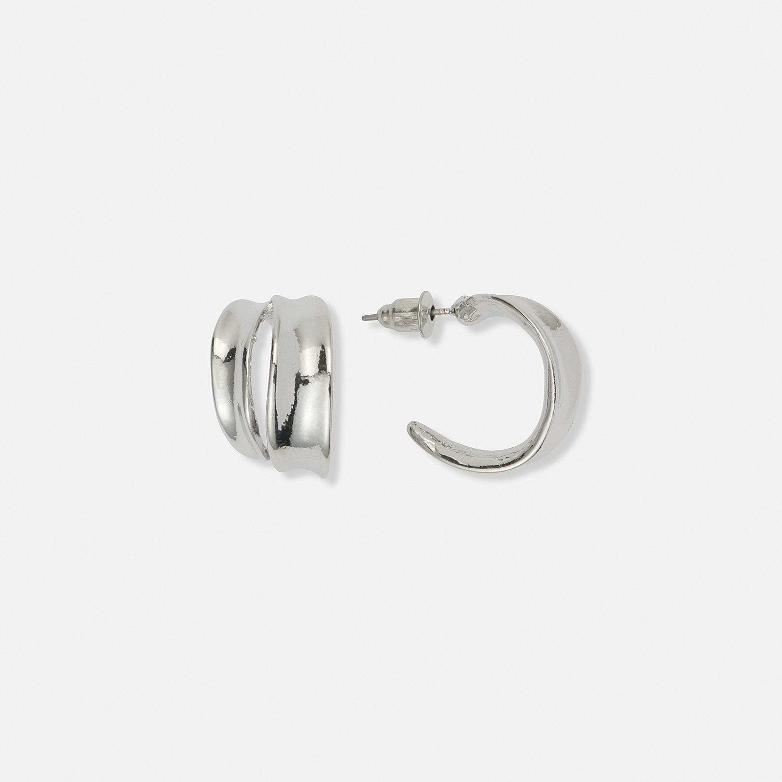 Silverfärgade örhängen, dubbla rader - 18 mm