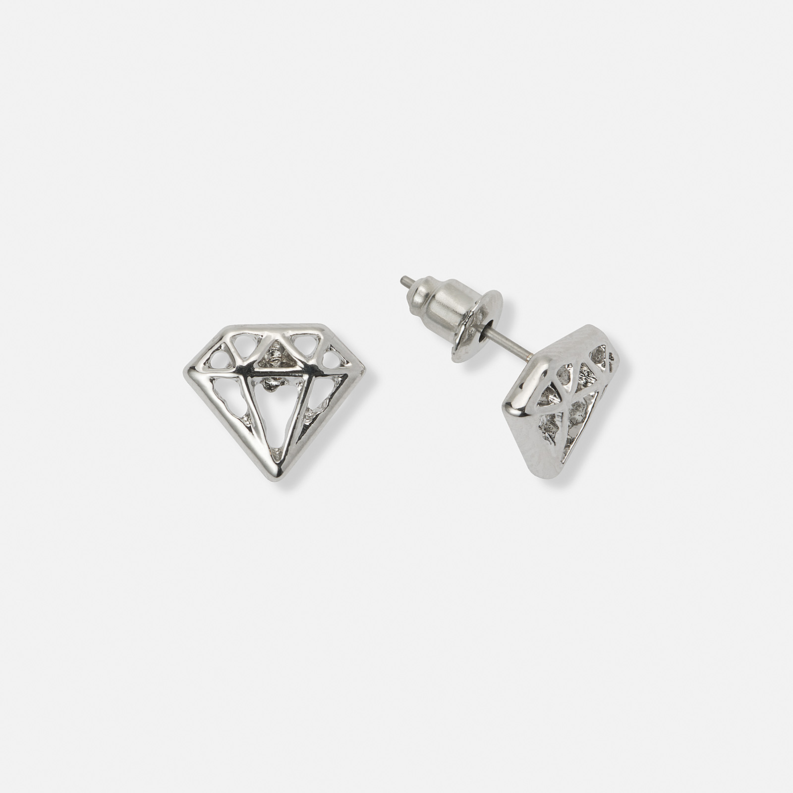 Silverfärgade örhängen, diamantform - 9 mm