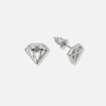 Silverfärgade örhängen, diamantform - 9 mm