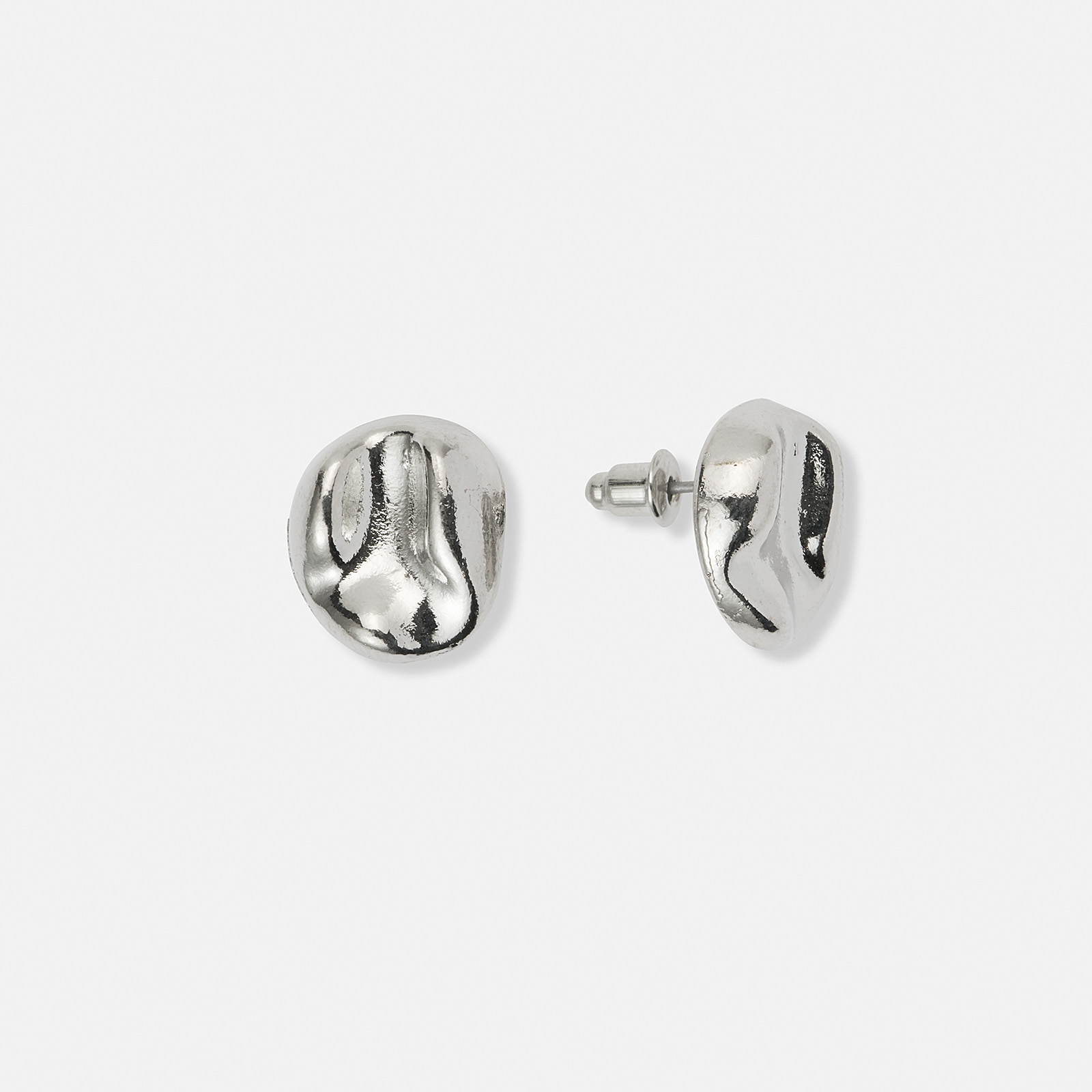 Silverfärgade örhängen, ojämn platta - 15 mm