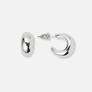 Silverfärgade örhängen, docerade hoops - 15 mm