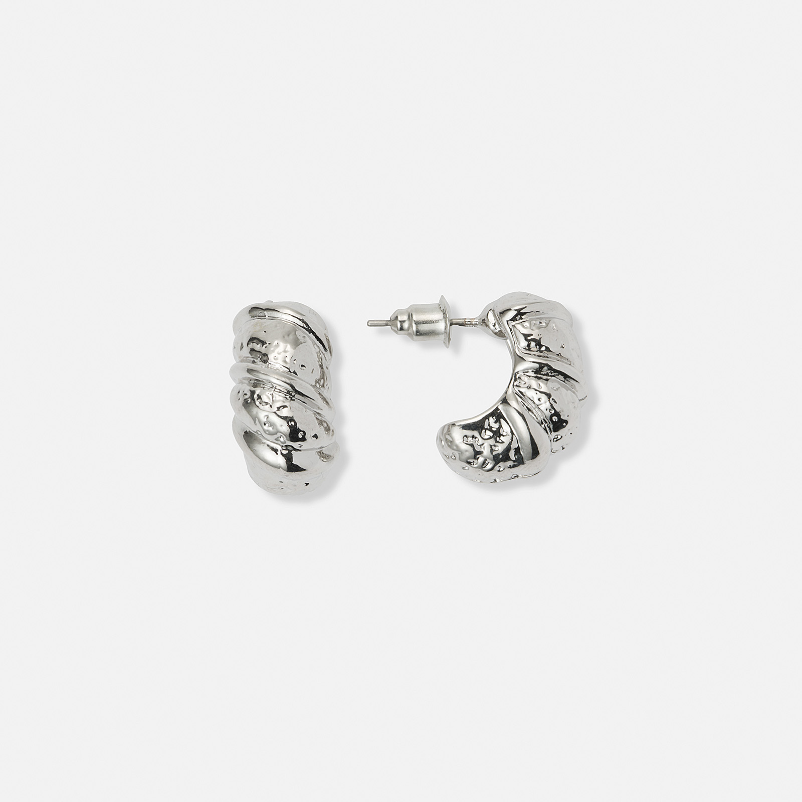Silverfärgade örhängen, C-hoops croissant - 19 mm