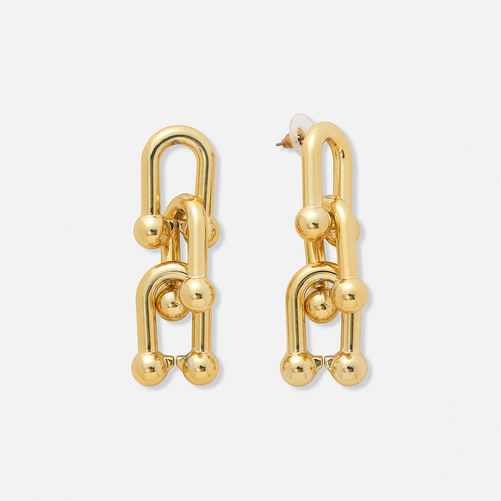 Guldfärgade örhängen, stora U-länkar - 55 mm