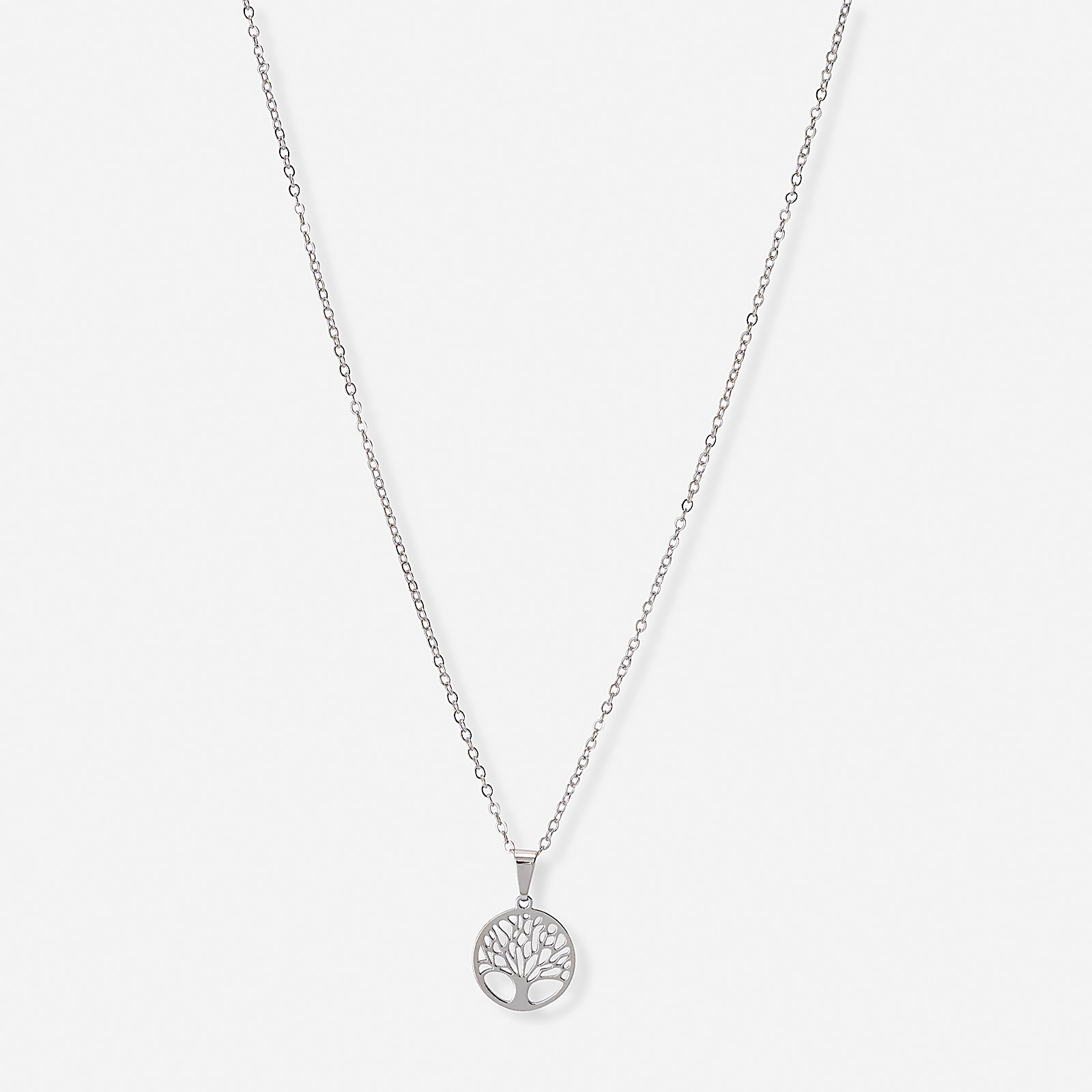 Silverfärgat halsband, livets träd - 42+7 cm