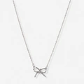Silverfärgat halsband, rosett med kristaller - 42+7 cm