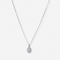 Guldfärgat halsband, oval sten med halo - 42+7 cm
