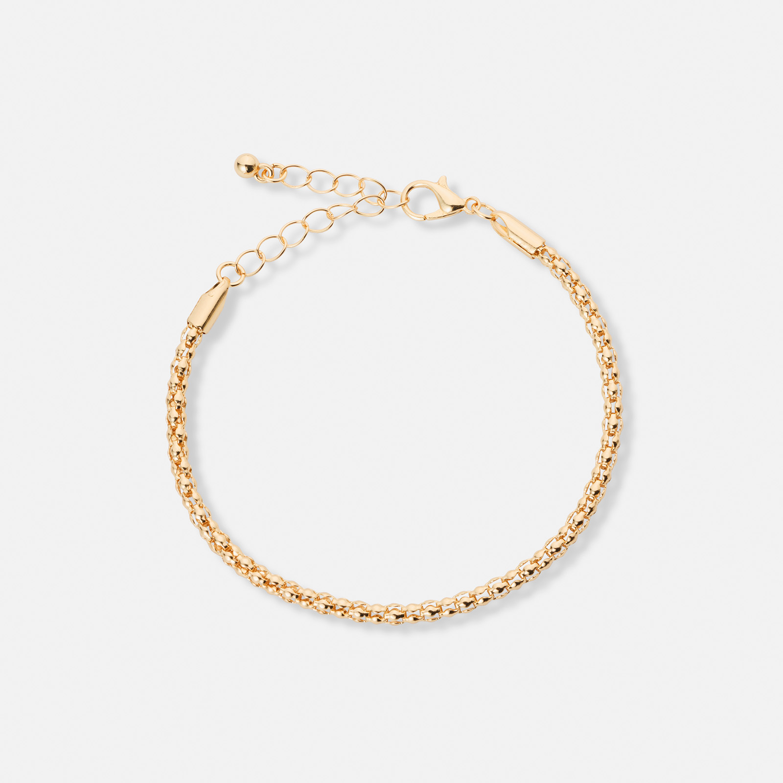 3-pack guldfärgade armband - 17,5+5 cm