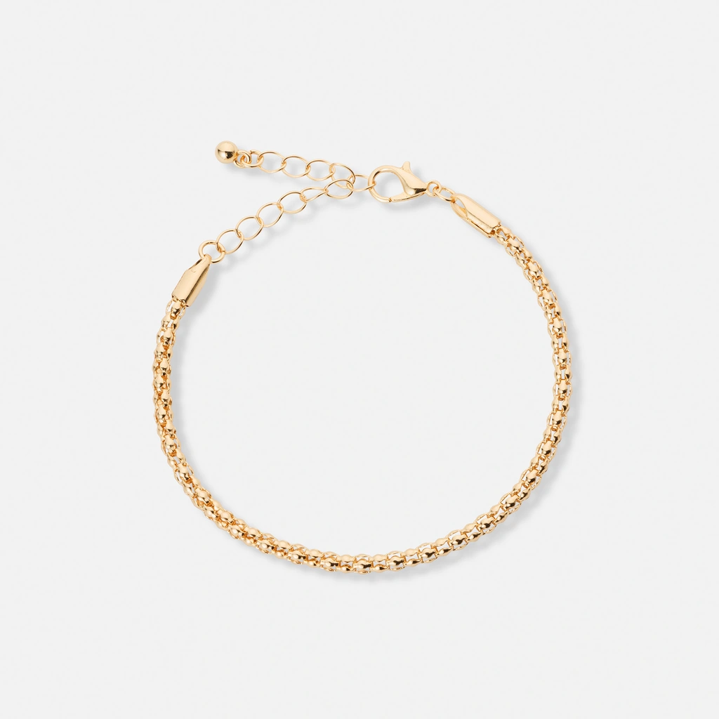 3-pack guldfärgade armband - 17,5+5 cm