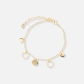 Guldfärgat armband, ringar och brickor - 17+5 cm
