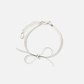 Silverfärgat armband, ormkedja med rosett - 17+6 cm