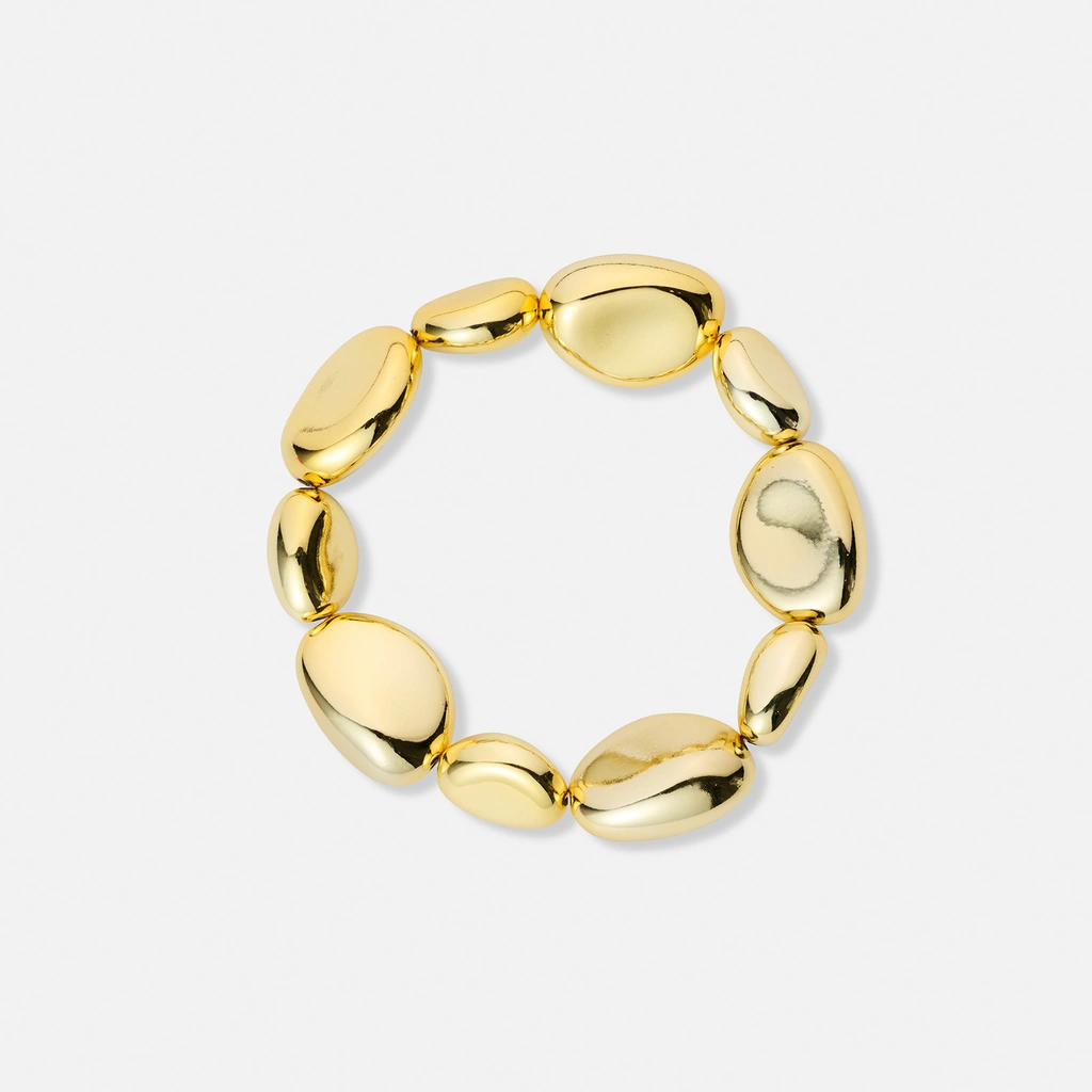 Guldfärgat armband, stora ojämna kulor - 17cm