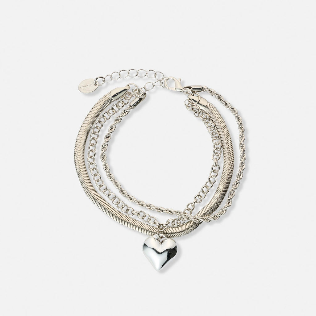 3-pack silverfärgade armband - 19,5+5 cm