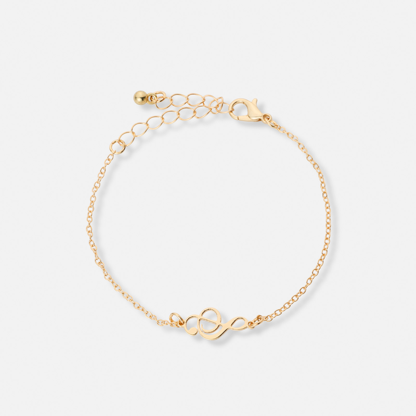 Guldfärgat armband, G-klav - 17+5 cm