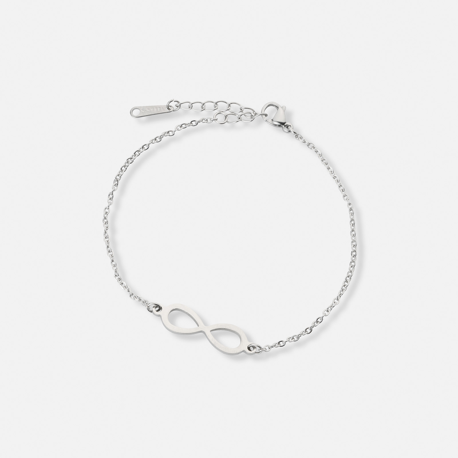 Silverfärgat armband, evighetssymbol - 17+5 cm
