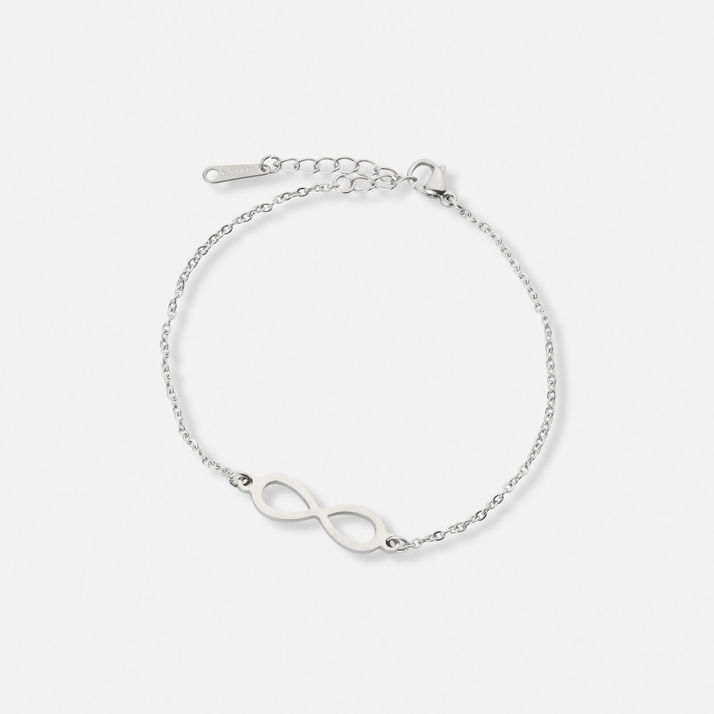 Silverfärgat armband, evighetssymbol - 17+5 cm