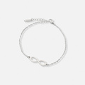 Silverfärgat armband, evighetssymbol - 17+5 cm