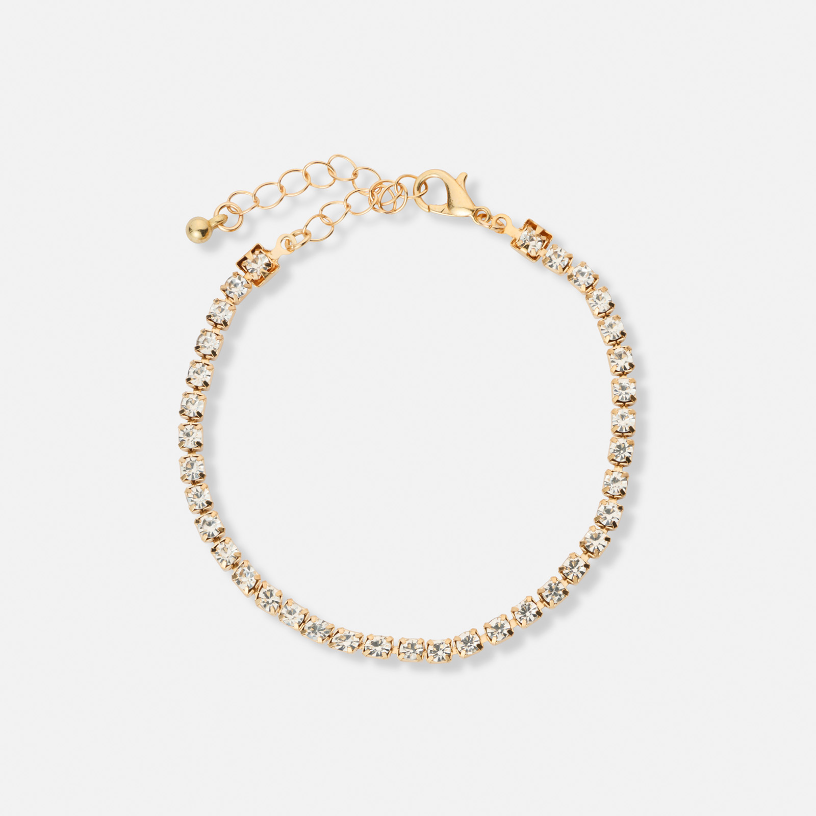 3-pack guldfärgade tennisarmband - 17+5 cm