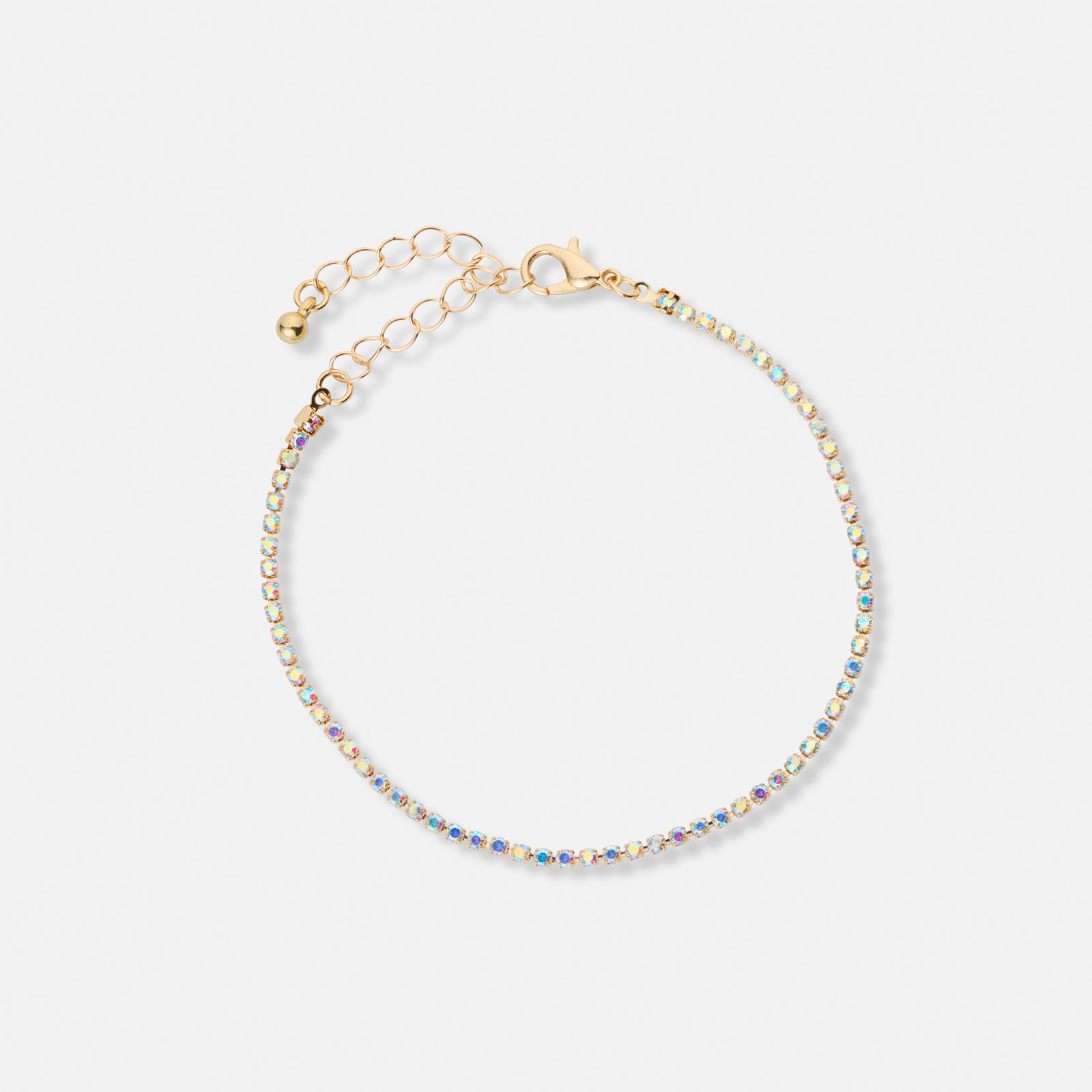 3-pack guldfärgade tennisarmband - 17+5 cm