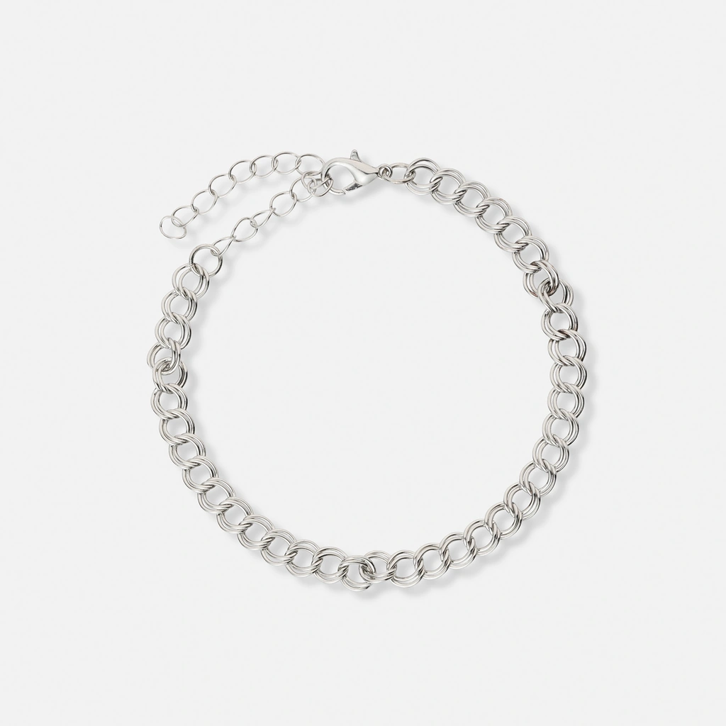 5-pack silverfärgade armband - 17+5 cm