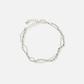 2-radigt silverfärgat armband, singapore & pansar - 19+5 cm
