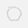 2-radigt silverfärgat armband, singapore & pansar - 19+5 cm