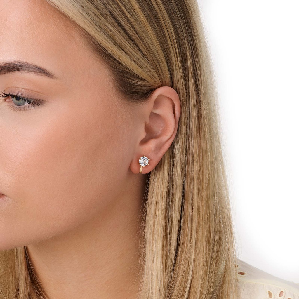 Guldfärgade örhängen, clips med sten - 7 mm