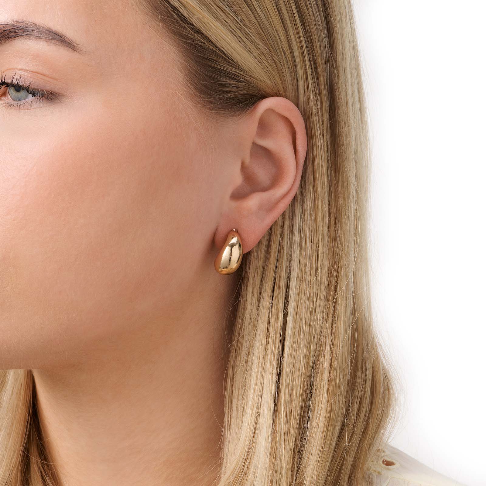 Guldfärgade örhängen, clips med droppe - 17 mm