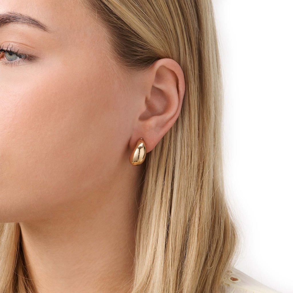 Guldfärgade örhängen, clips med droppe - 17 mm